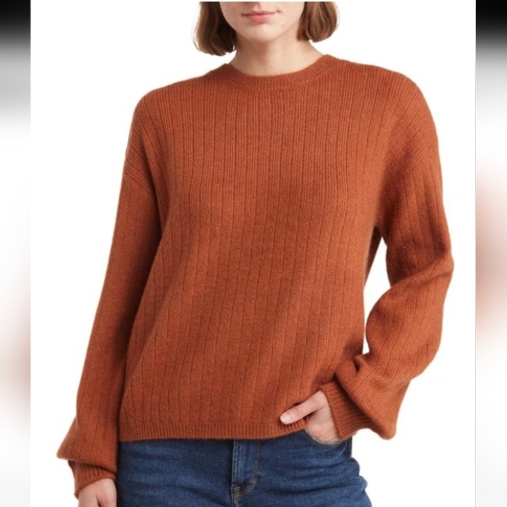 DKNY Womens Sweater 5% Cashmere Long Sleeve Knit Pullover Comfy Solid Toffee XL